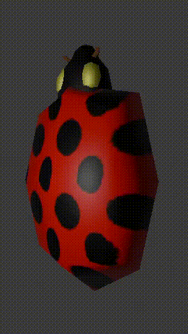 90s style low poly ladybug rotates in place